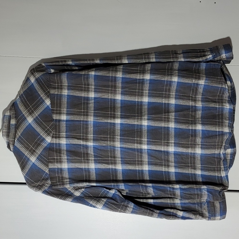 Field N Forest- Mens Pearl snap Blue/Gray Flannel Western Plaid Classic Sz.Large - Picture 4 of 6
